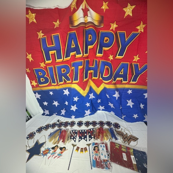 Wonder Woman 1st Birthday Decoration Bundle One-Der Woman Party Supplies - Picture 1 of 16